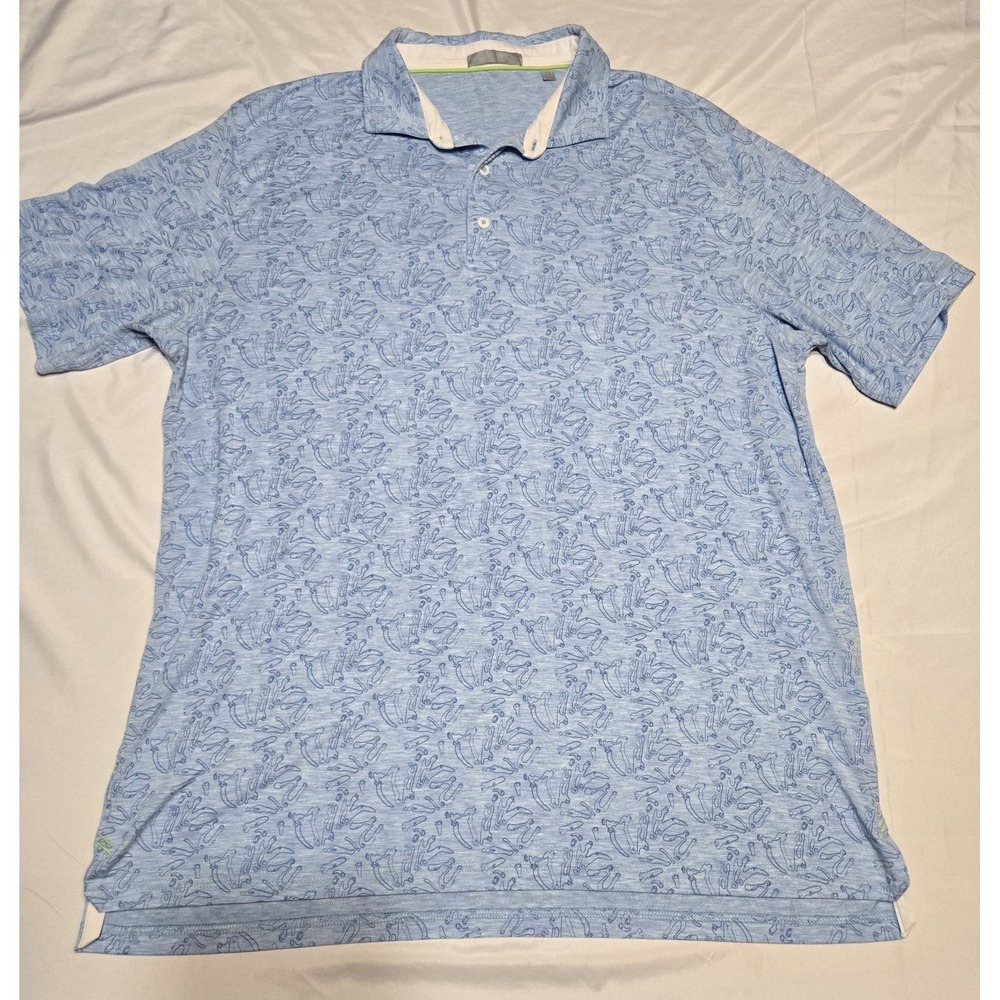 Tasc Performance Mens Patterned Polo Shirt XL Golf Lightweight Blue Preppy
